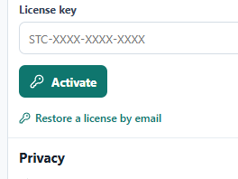 The Smart Text Capture settings page, focused on the Activate button.